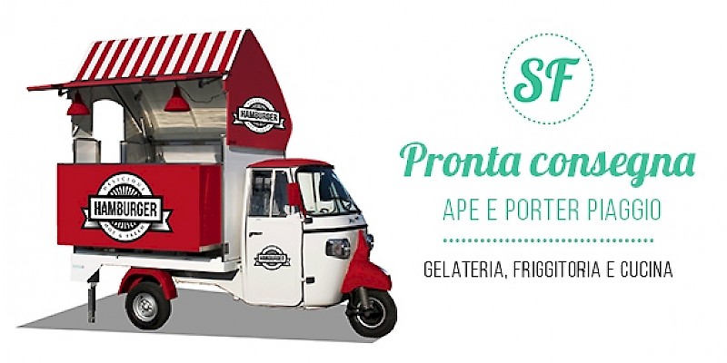 Pronta consegna: Ape e Porter Piaggio per gelateria e street food